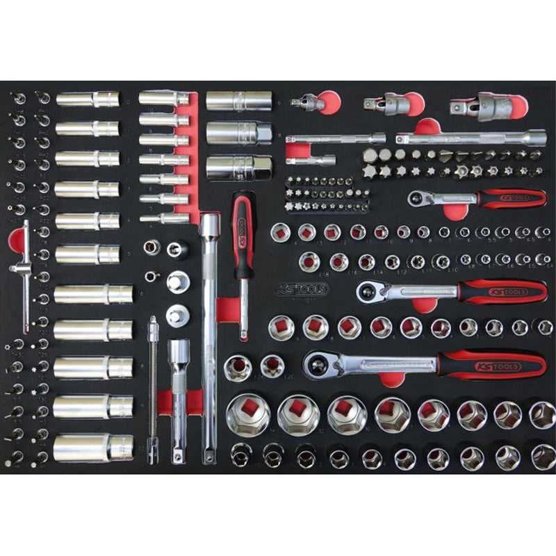 Module de douilles et accessoires 1/4'' - 3/8'' - 1/2'', 175 pièces - KS TOOLS - 711.1011