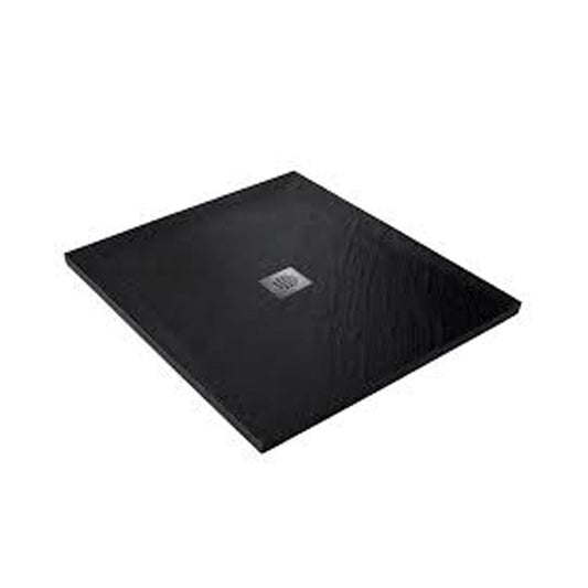 Receveur pierre naturelle graphite noir MARMOX grille carrée centrée