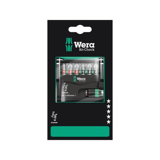 Jeu d'embouts avec support  Bit-Check 12 BiTorsion 1 SB, 12 pièces - WERA - 05136385001