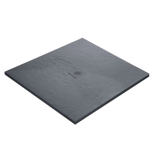 Receveur résine MARMOX imitation marbre noir - grille carrée centrée